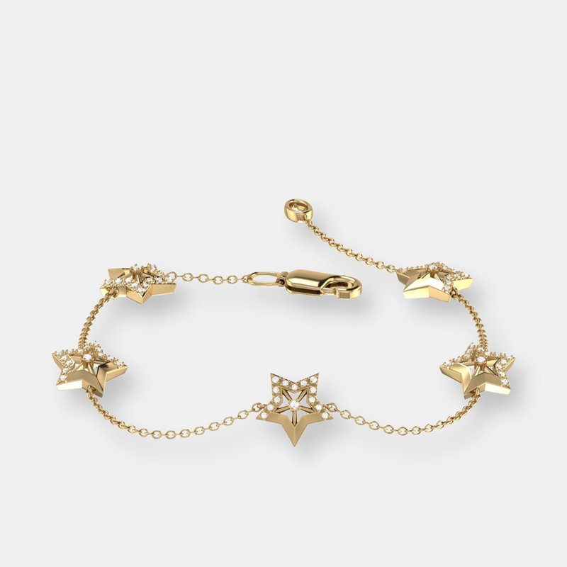 Luvmyjewelry Lucky Star Diamond Bracelet In 14k Yellow Gold Vermeil On Sterling Silver