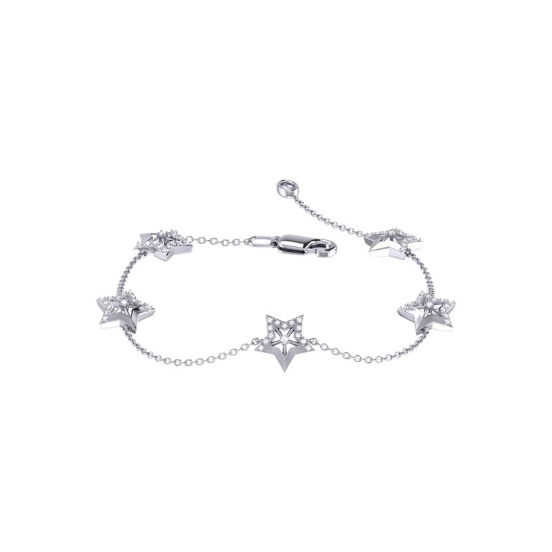 Luvmyjewelry Lucky Star Diamond Bracelet In Sterling Silver In Grey