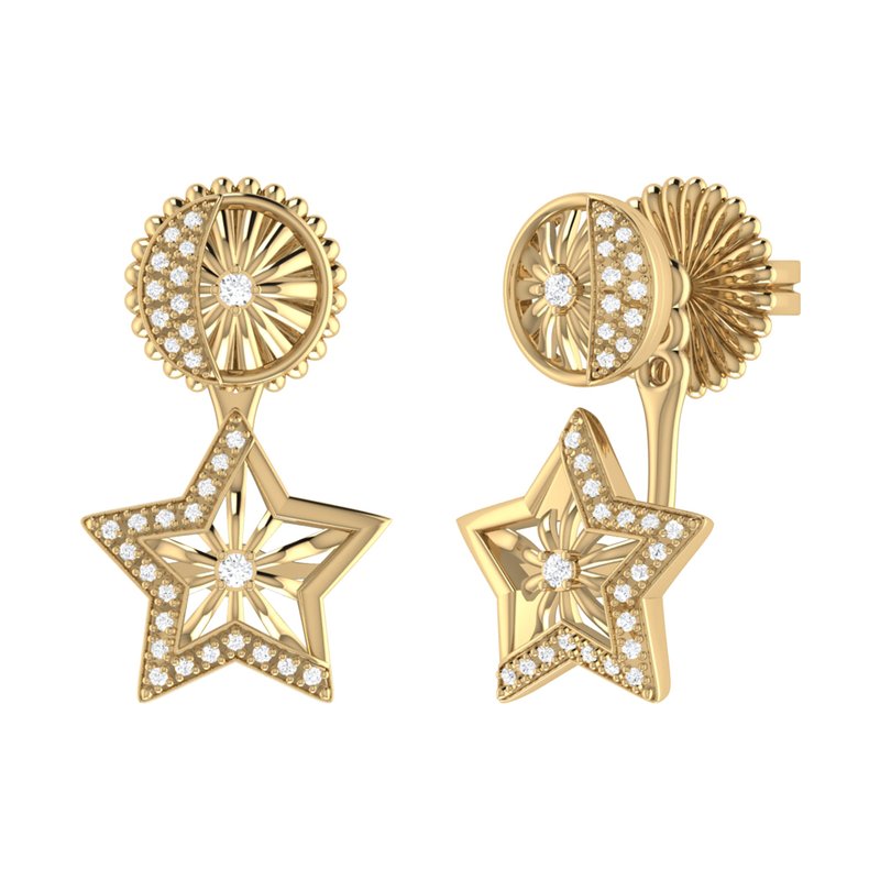 Shop Luvmyjewelry Lucky Star Diamond Stud Earrings In 14k Yellow Gold Vermeil On Sterling Silver