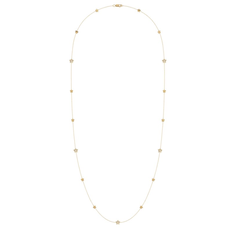 Luvmyjewelry Lucky Star Layered Diamond Necklace In 14k Yellow Gold Vermeil On Sterling Silver