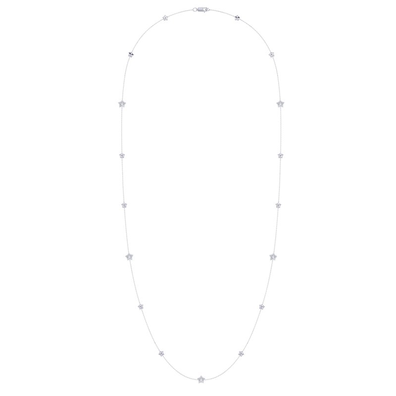 Luvmyjewelry Lucky Star Layered Diamond Necklace In Sterling Silver In Grey
