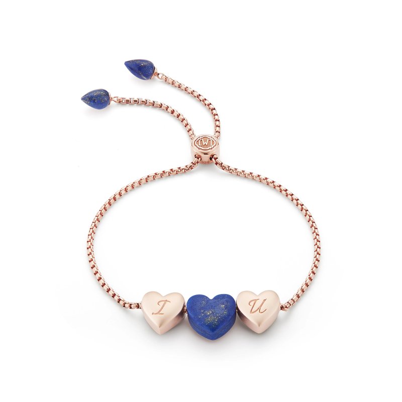 Luvmyjewelry Luv Me Lapis Bolo Adjustable I Love You Heart Bracelet In 14k Rose Gold Plated Sterling