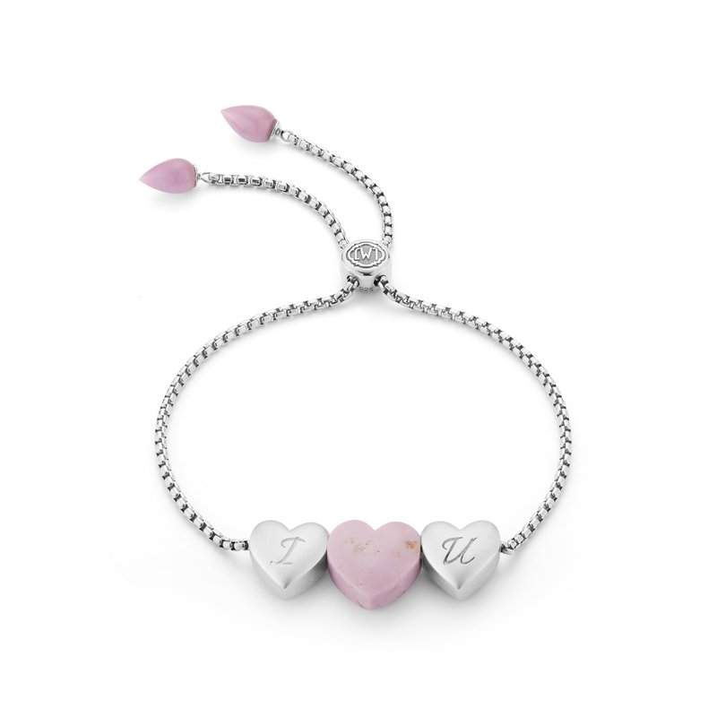 Shop Luvmyjewelry Luv Me Phosphodorite Bolo Adjustable I Love You Heart Bracelet In Sterling Silver In Grey