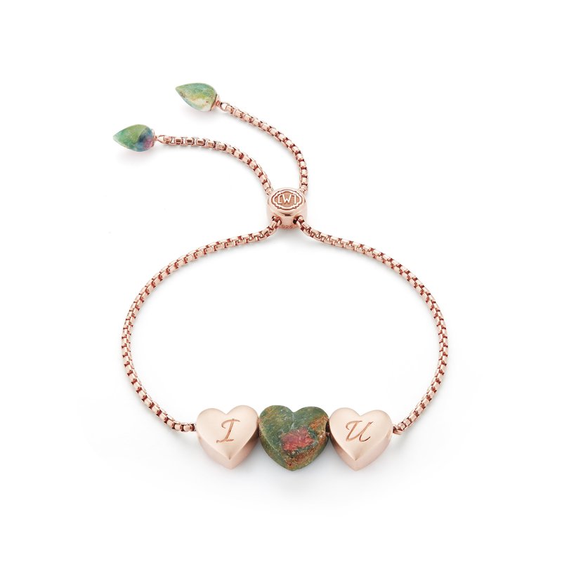 Shop Luvmyjewelry Luv Me Ruby Fuchsite Bolo Adjustable I Love You Heart Bracelet In 14k Rose Gold Plated Sterling Silv