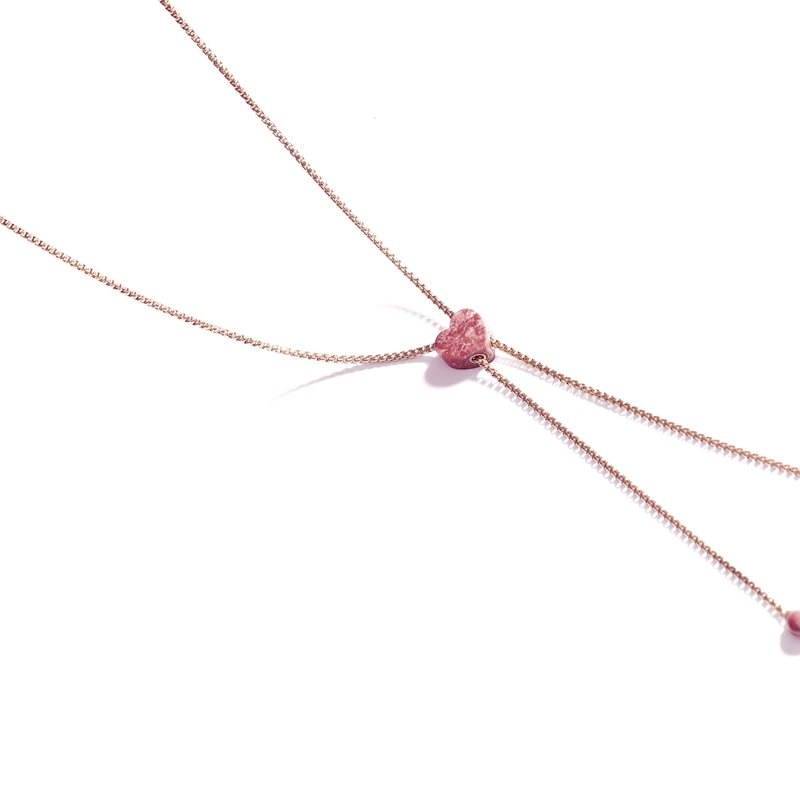 Luvmyjewelry Luv Me Thulite Adjustable Heart Necklace In 14k Rose Gold Plated Sterling Silver