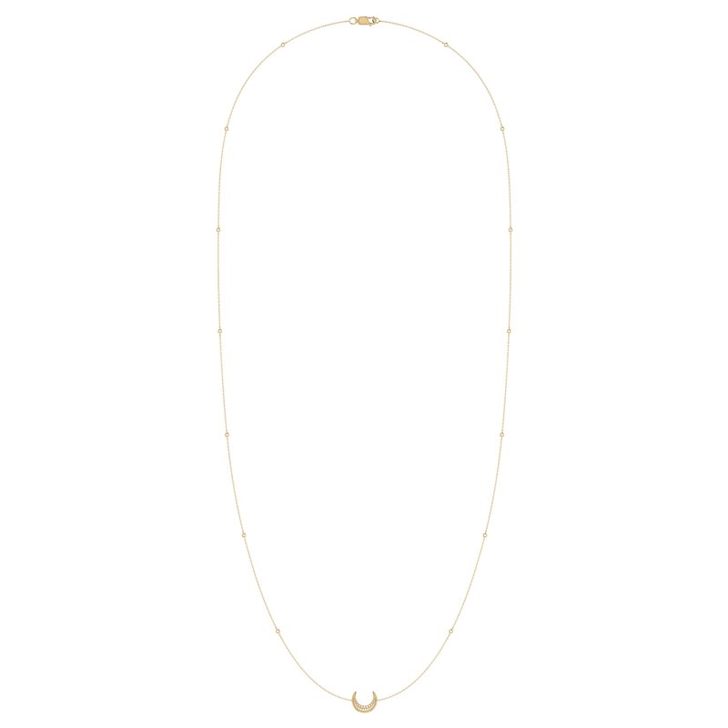 Luvmyjewelry Midnight Crescent Layered Diamond Necklace In 14k Yellow Gold Vermeil On Sterling Silve
