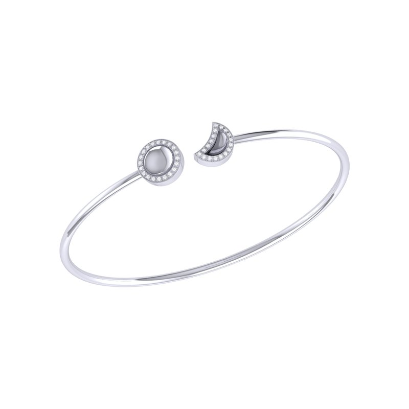 Shop Luvmyjewelry Moon Phases Adjustable Diamond Cuff In Sterling Silver In Grey