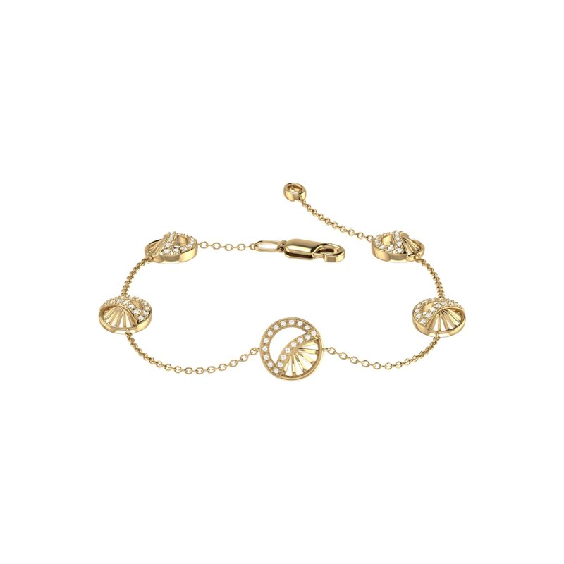 Luvmyjewelry Moon Phases Diamond Bracelet In 14k Yellow Gold Vermeil On Sterling Silver