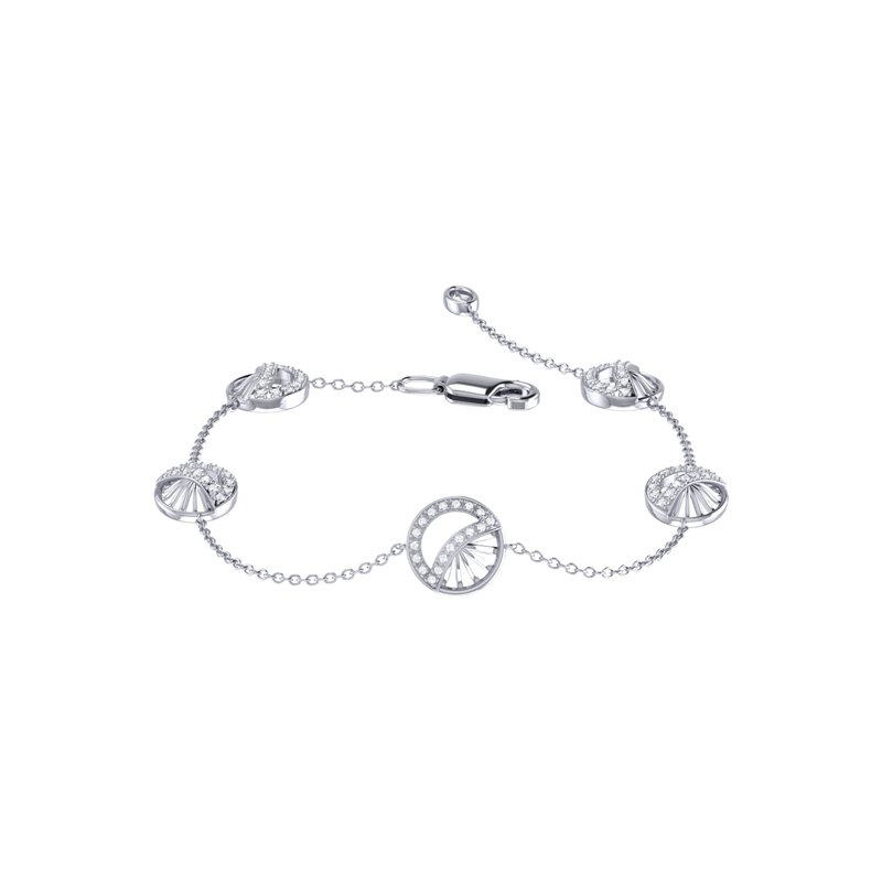 Luvmyjewelry Moon Phases Diamond Bracelet In Sterling Silver In Grey