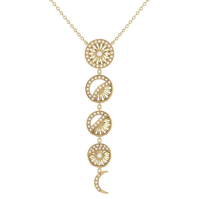 Luvmyjewelry Moon Phases Diamond Necklace In 14k Yellow Gold Vermeil On Sterling Silver