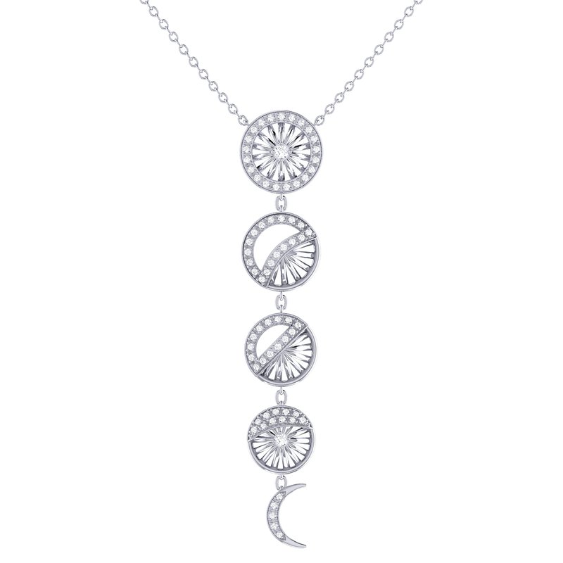 Shop Luvmyjewelry Moon Phases Diamond Necklace In Sterling Silver In Grey