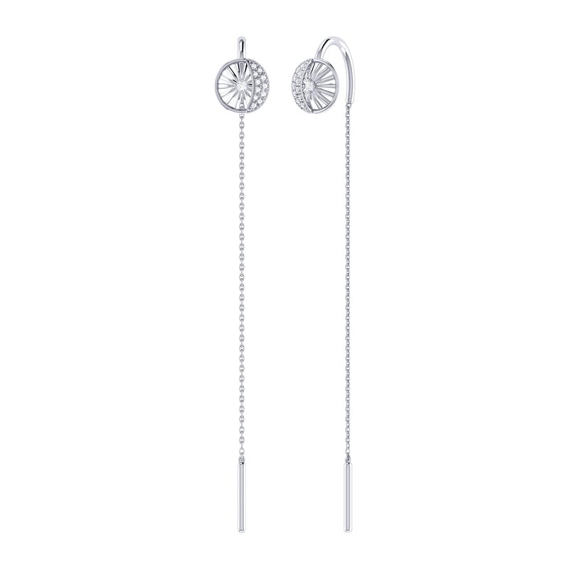 Luvmyjewelry Moon Phases Tack-in Diamond Earrings In Sterling Silver In Grey