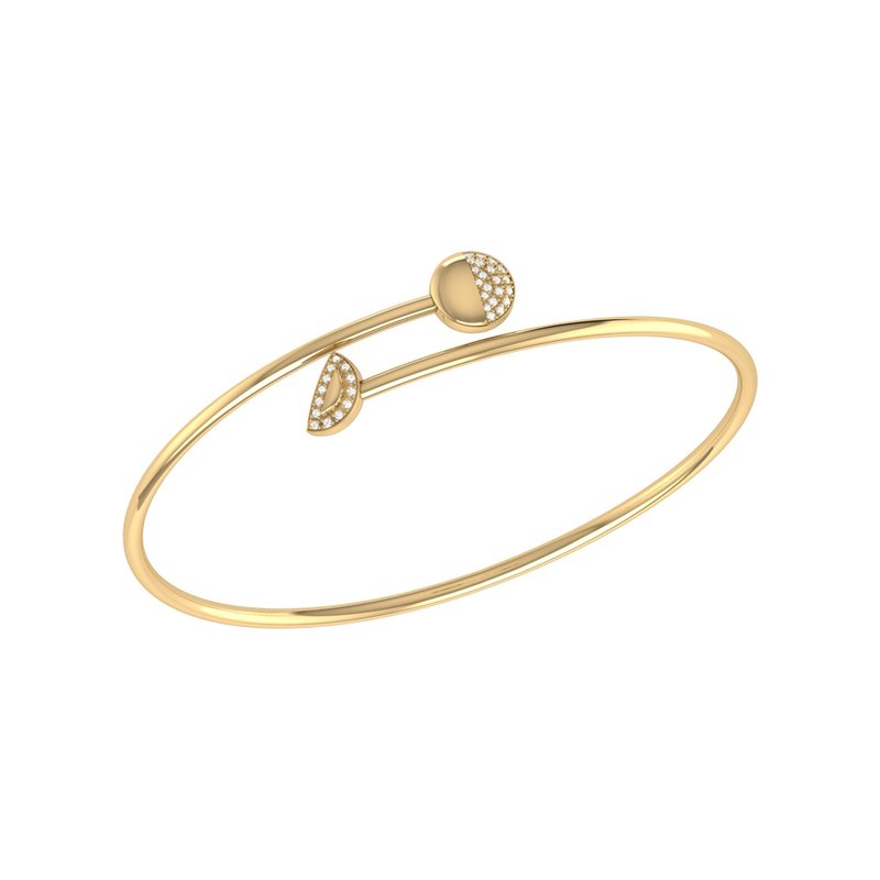 Shop Luvmyjewelry Moon Stages Adjustable Diamond Bangle In 14k Yellow Gold Vermeil On Sterling Silver