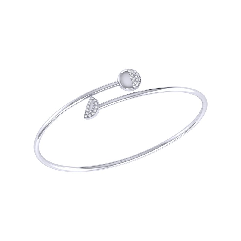 Luvmyjewelry Moon Stages Adjustable Diamond Bangle In Sterling Silver In Grey