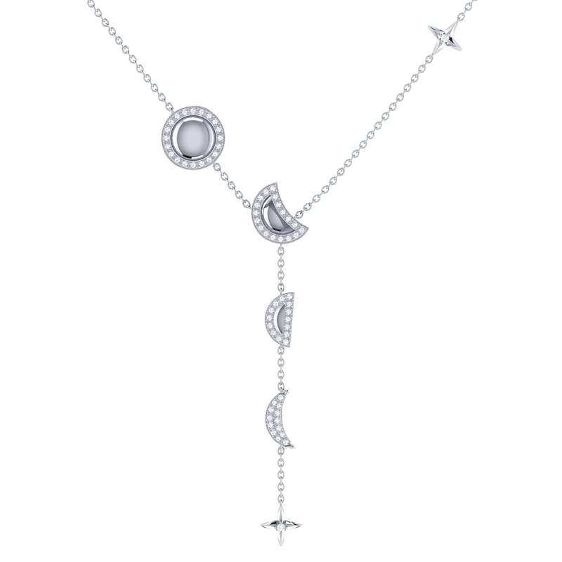 Luvmyjewelry Moon Stages Diamond Y Necklace In Sterling Silver In Grey