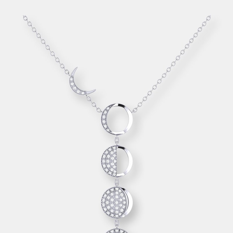 Shop Luvmyjewelry Moon Transformation Diamond Necklace In Sterling Silver In Grey