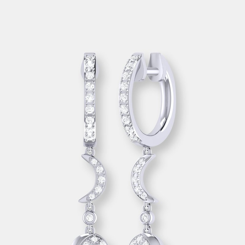 Luvmyjewelry Moonlit Phases Diamond Hoop Earrings In Sterling Silver