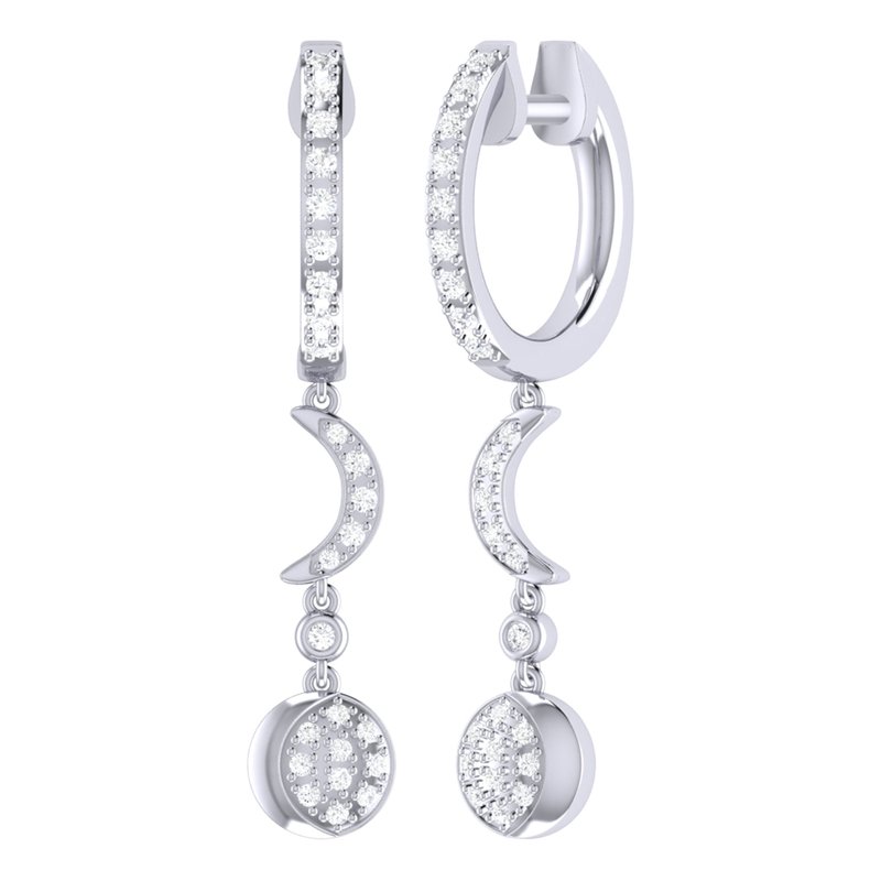 Luvmyjewelry Moonlit Phases Diamond Hoop Earrings In Sterling Silver In Grey