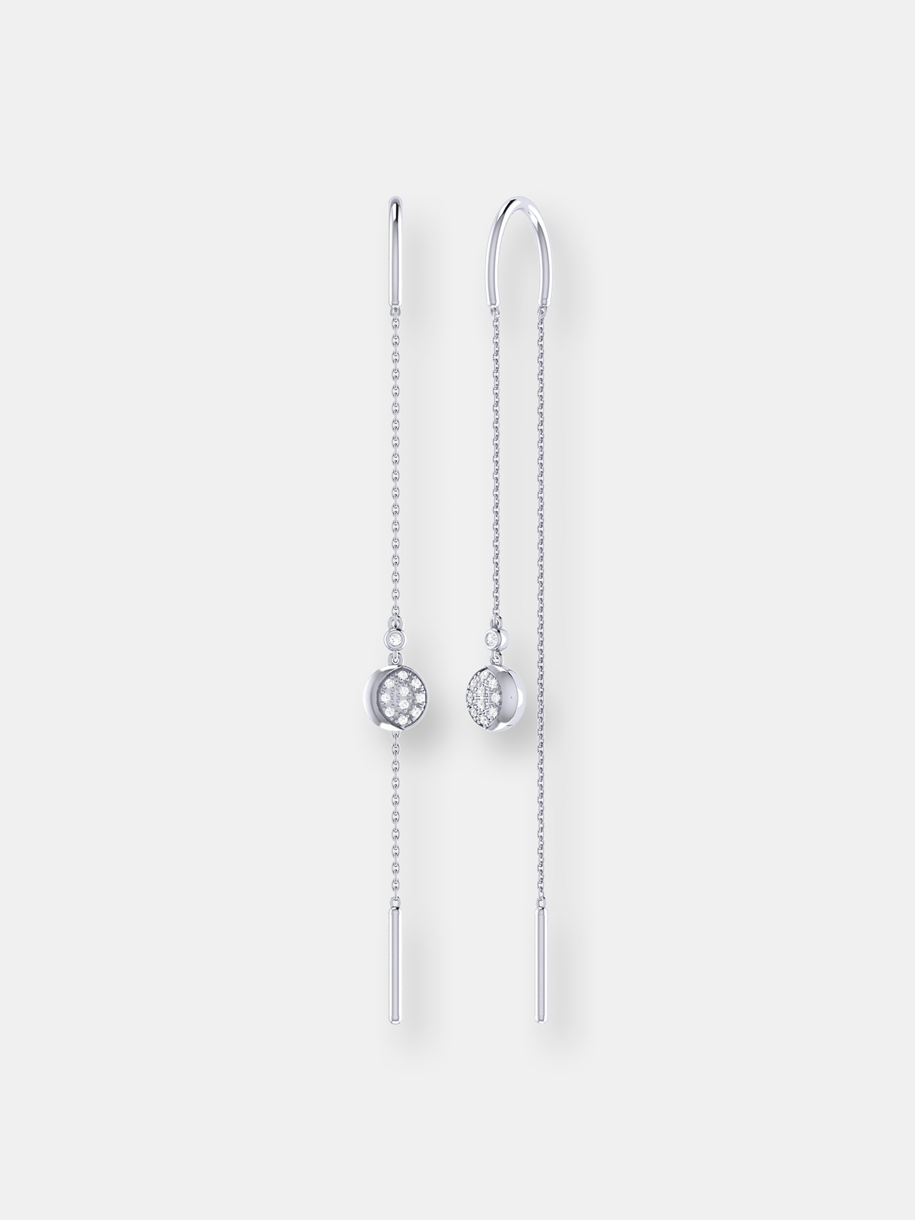 Luvmyjewelry Moonlit Phases Tack-in Diamond Earrings In Sterling Silver In Grey