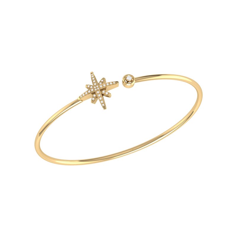 Shop Luvmyjewelry North Star Adjustable Diamond Cuff In 14k Yellow Gold Vermeil On Sterling Silver