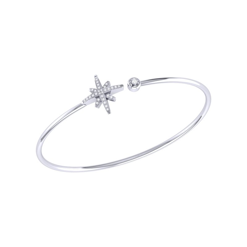 Shop Luvmyjewelry North Star Adjustable Diamond Cuff In Sterling Silver In Grey