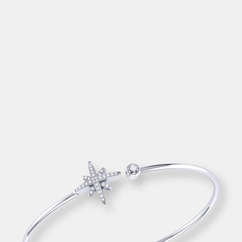 Luvmyjewelry North Star Adjustable Diamond Cuff In Sterling Silver
