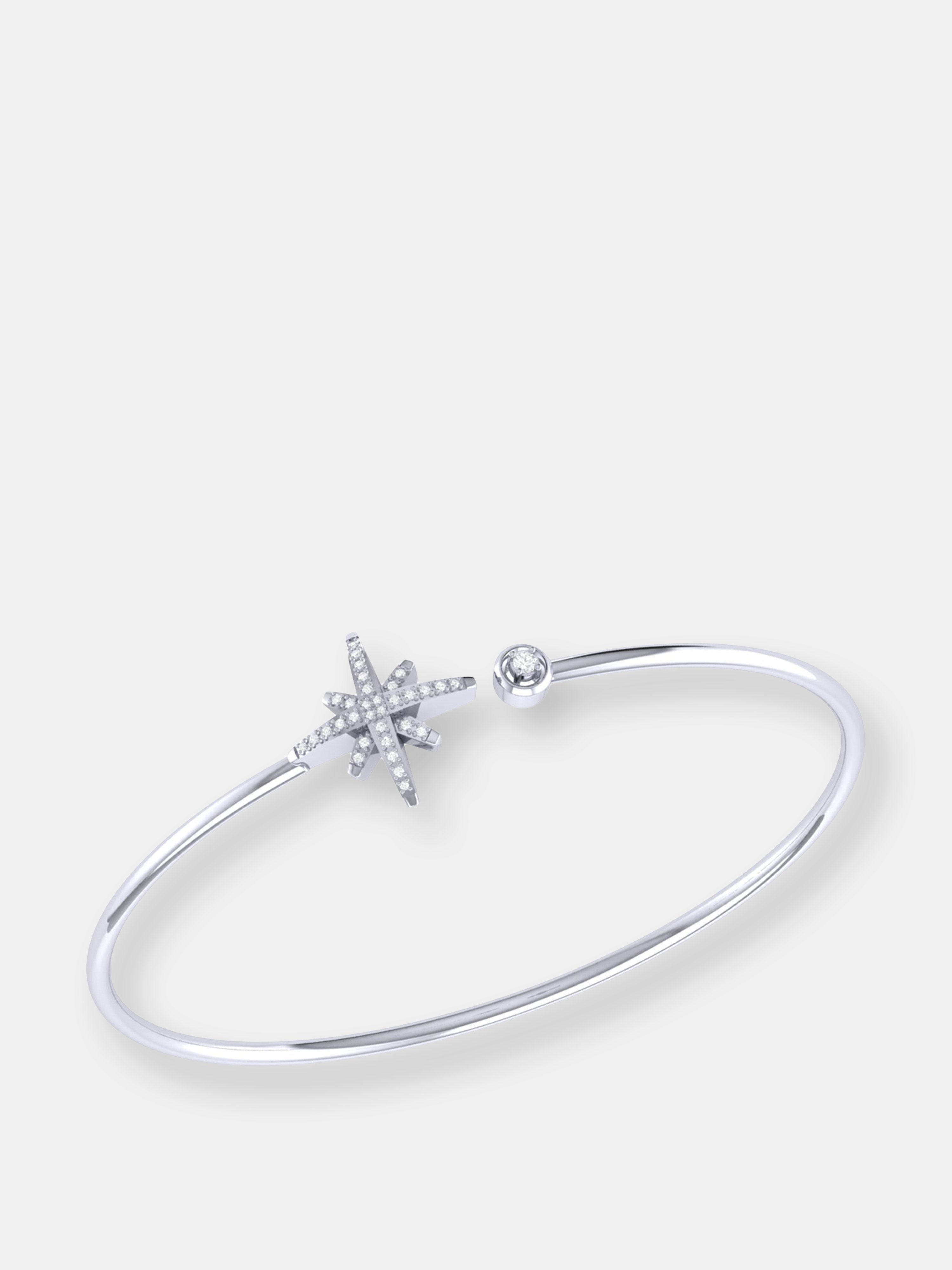 Luvmyjewelry North Star Adjustable Diamond Cuff In Sterling Silver In Grey