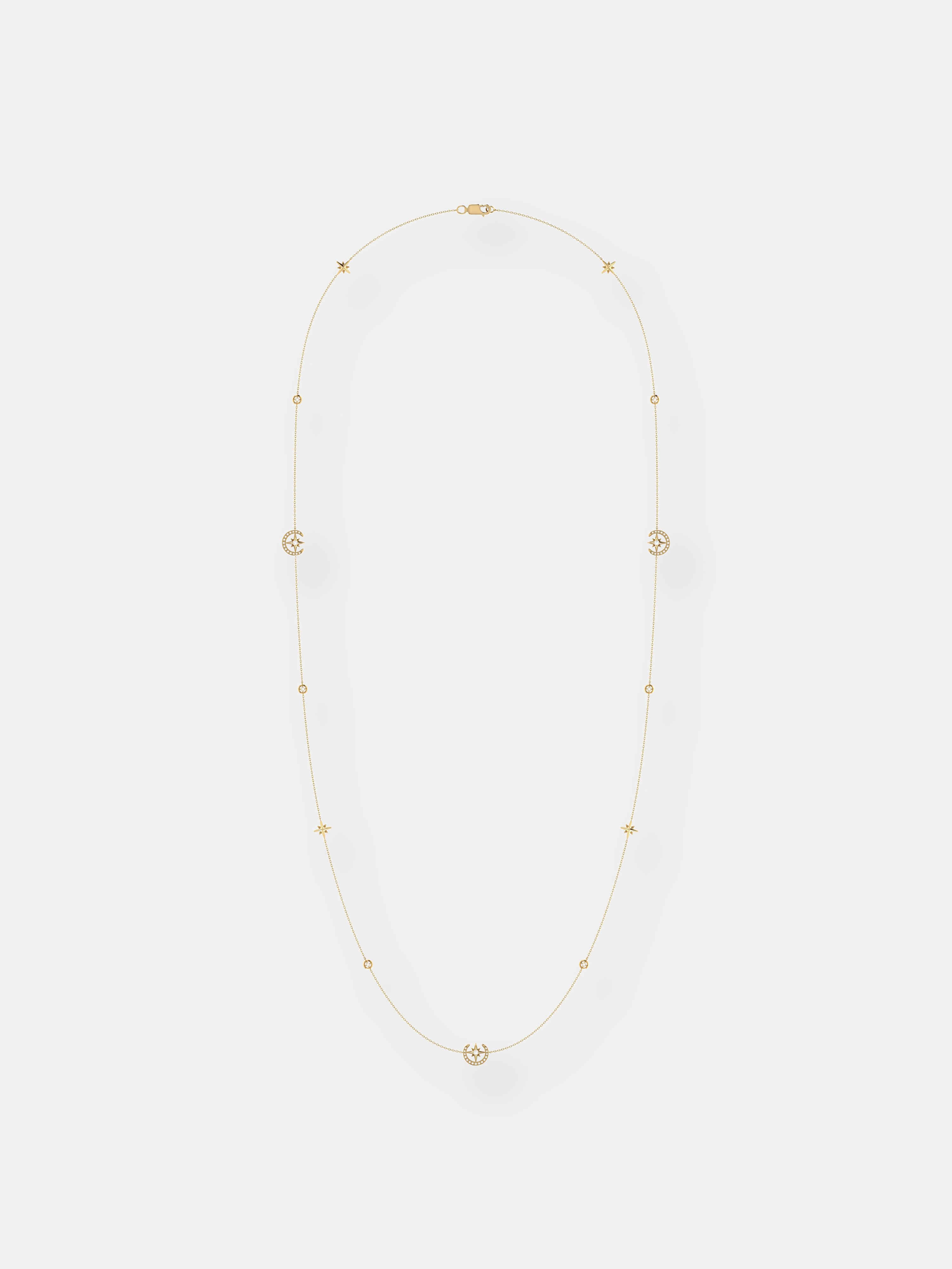 Luvmyjewelry North Star Crescent Layered Diamond Necklace In 14k Yellow Gold Vermeil On Sterling Sil