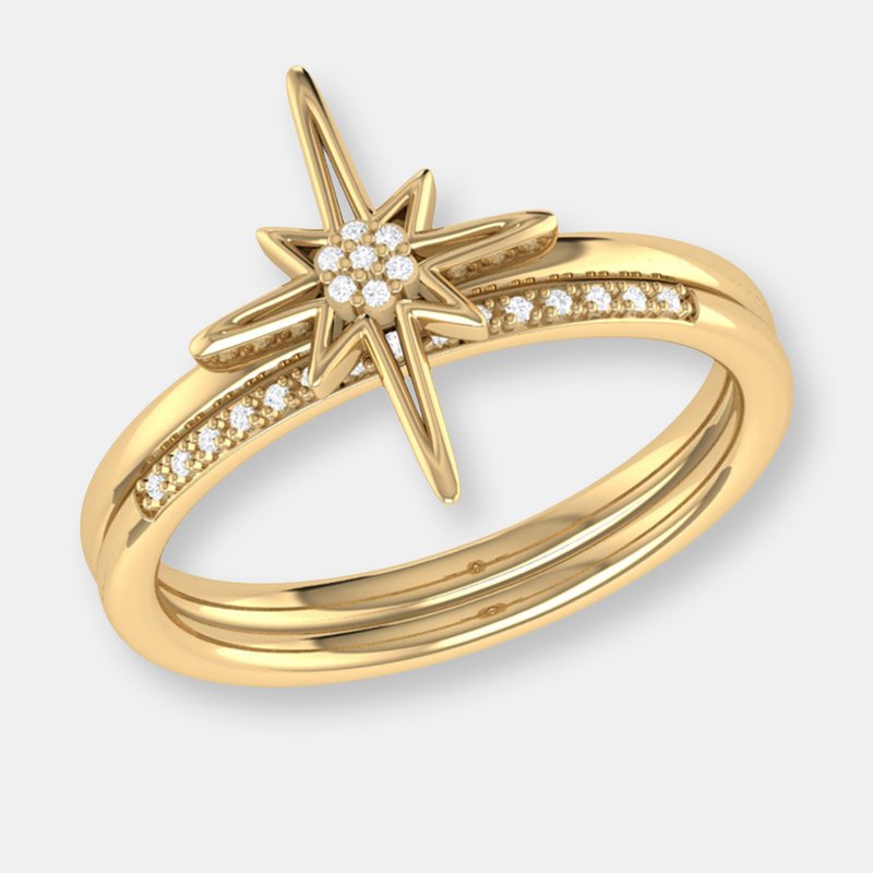 Luvmyjewelry North Star Detachable Diamond Ring In 14k Yellow Gold Vermeil On Sterling Silver