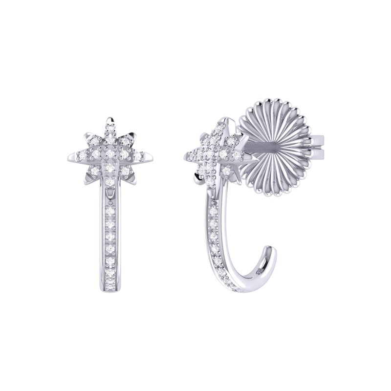 Luvmyjewelry North Star Diamond Earrings In Sterling Silver In Grey