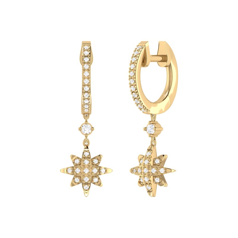 Luvmyjewelry North Star Diamond Hoop Earrings In 14k Yellow Gold Vermeil On Sterling Silver