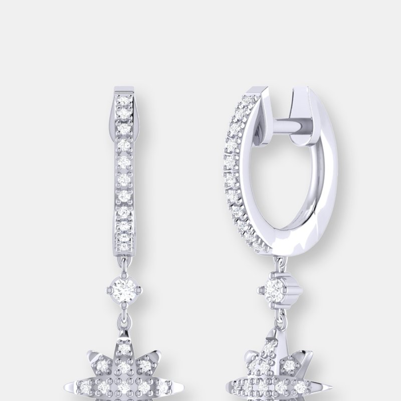 Luvmyjewelry North Star Diamond Hoop Earrings In Sterling Silver