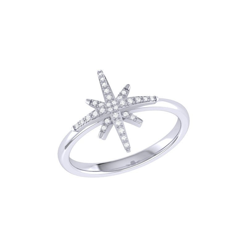Luvmyjewelry North Star Diamond Ring In Sterling Silver In Grey