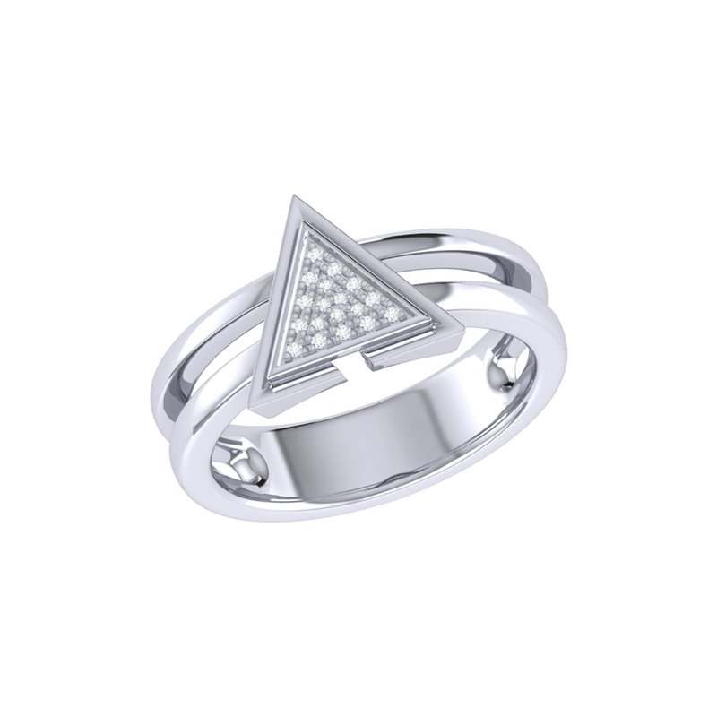 Luvmyjewelry On Point Triangle Diamond Ring In Sterling Silver In Grey