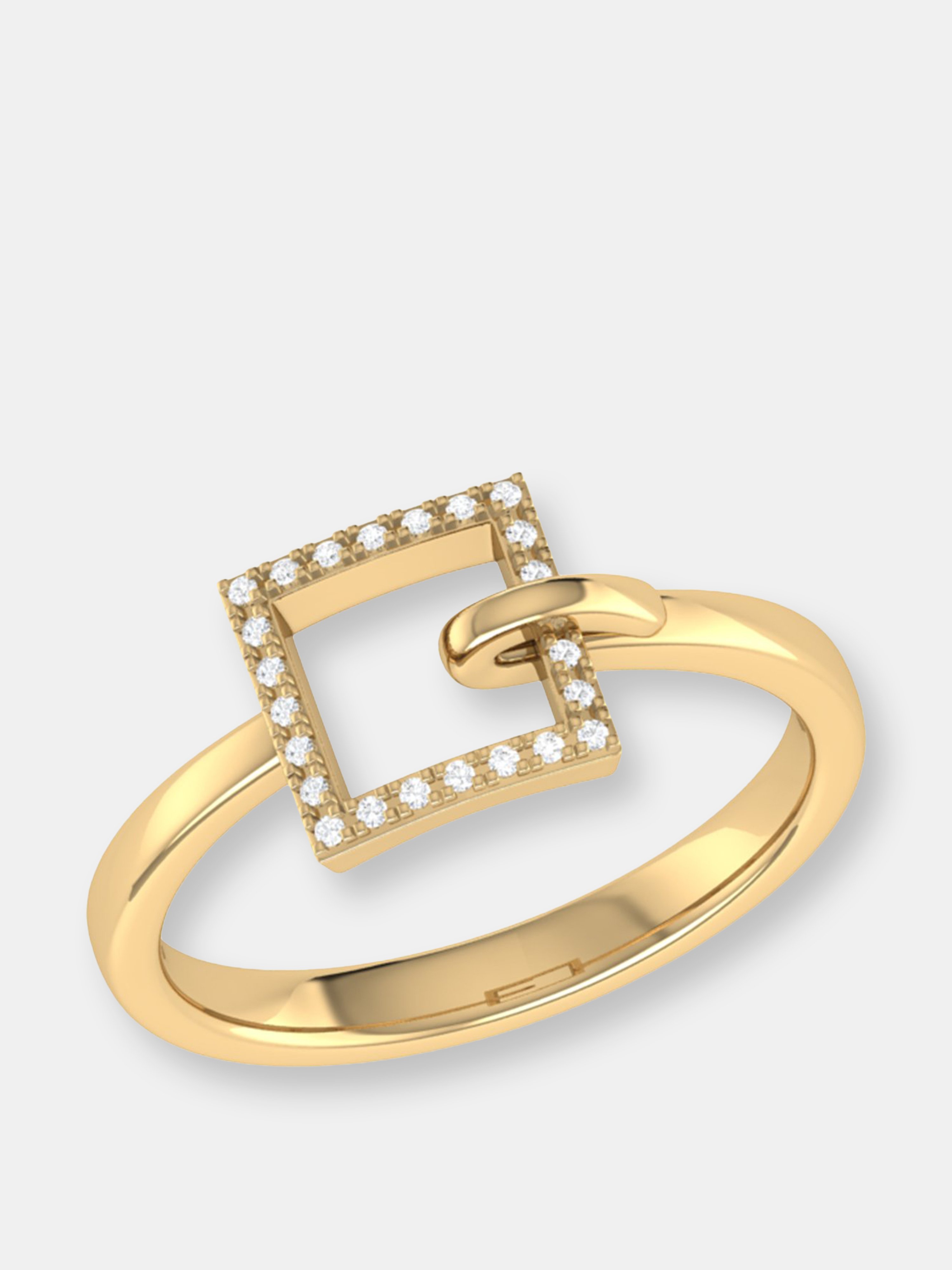 LUVMYJEWELRY LUVMYJEWELRY ON THE BLOCK SQUARE DIAMOND RING IN STERLING SILVER IN 14K YELLOW GOLD VERMEIL ON STERL