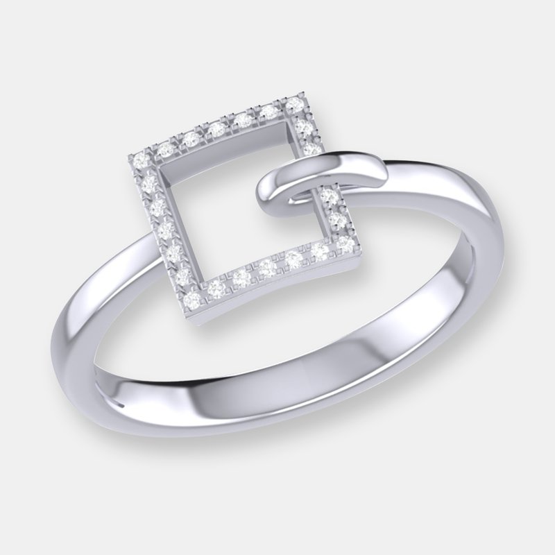 Luvmyjewelry On The Block Square Diamond Ring In Sterling Silver In Grey