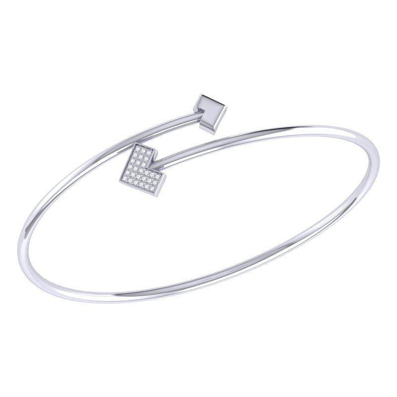 Luvmyjewelry One Way Arrow Adjustable Diamond Bangle In Sterling Silver In Grey