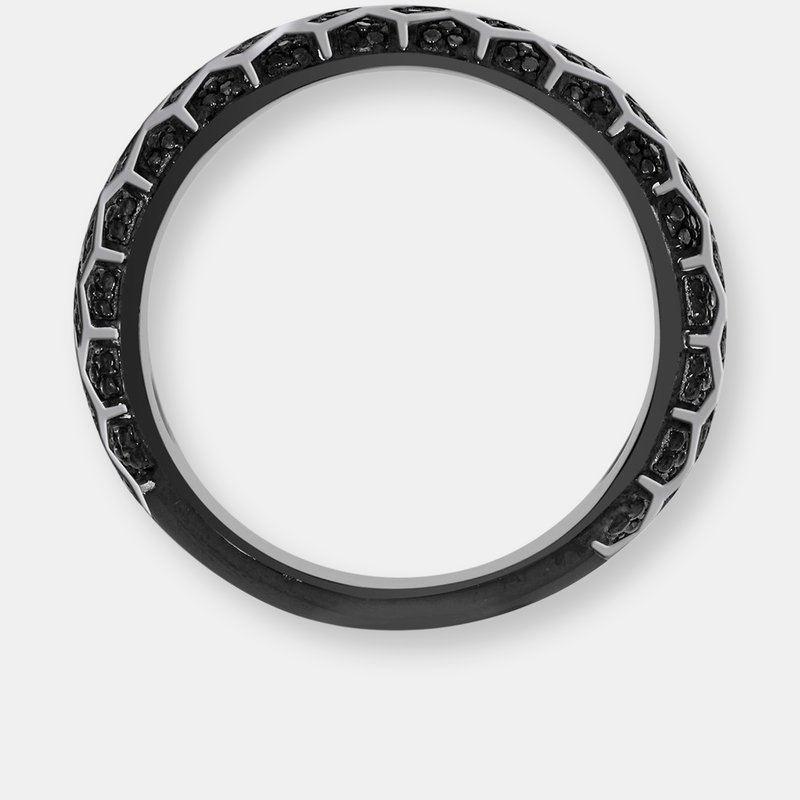 Shop Luvmyjewelry Racer Swag Black Rhodium Plated Sterling Silver Tire Tread Black Diamond Tag