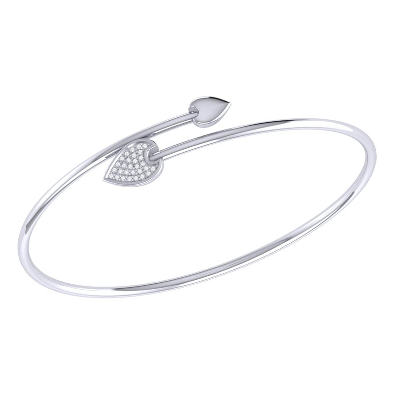 Luvmyjewelry Raindrop Adjustable Diamond Bangle In Sterling Silver In Grey