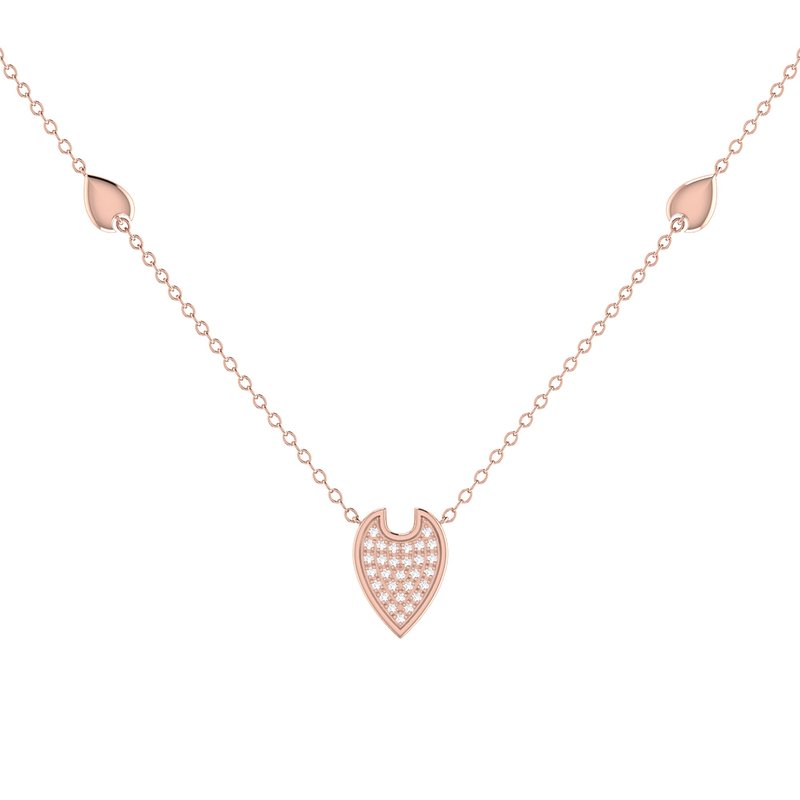 Luvmyjewelry Raindrop Diamond Necklace In 14k Rose Gold Vermeil On Sterling Silver