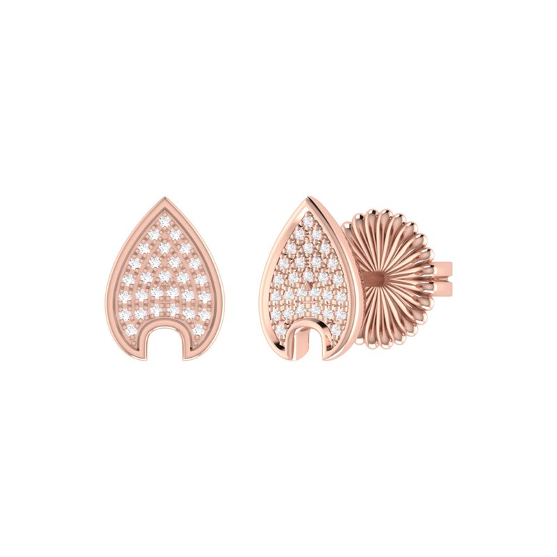 Luvmyjewelry Raindrop Diamond Stud Earrings In 14k Rose Gold Vermeil On Sterling Silver In Pink