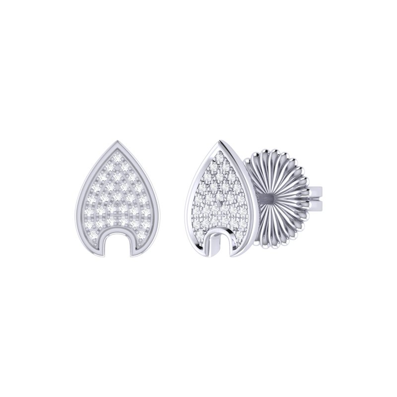 Luvmyjewelry Raindrop Diamond Stud Earrings In Sterling Silver In Grey