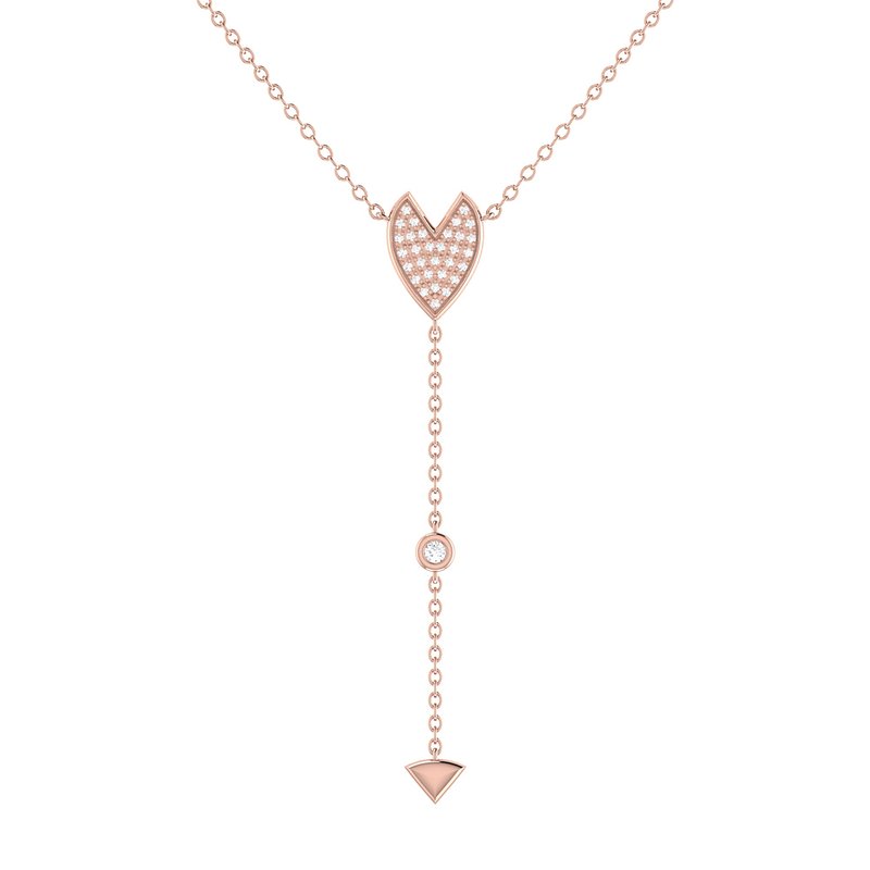 Luvmyjewelry Raindrop Drip Diamond Y Necklace In 14k Rose Gold Vermeil On Sterling Silver In Pink