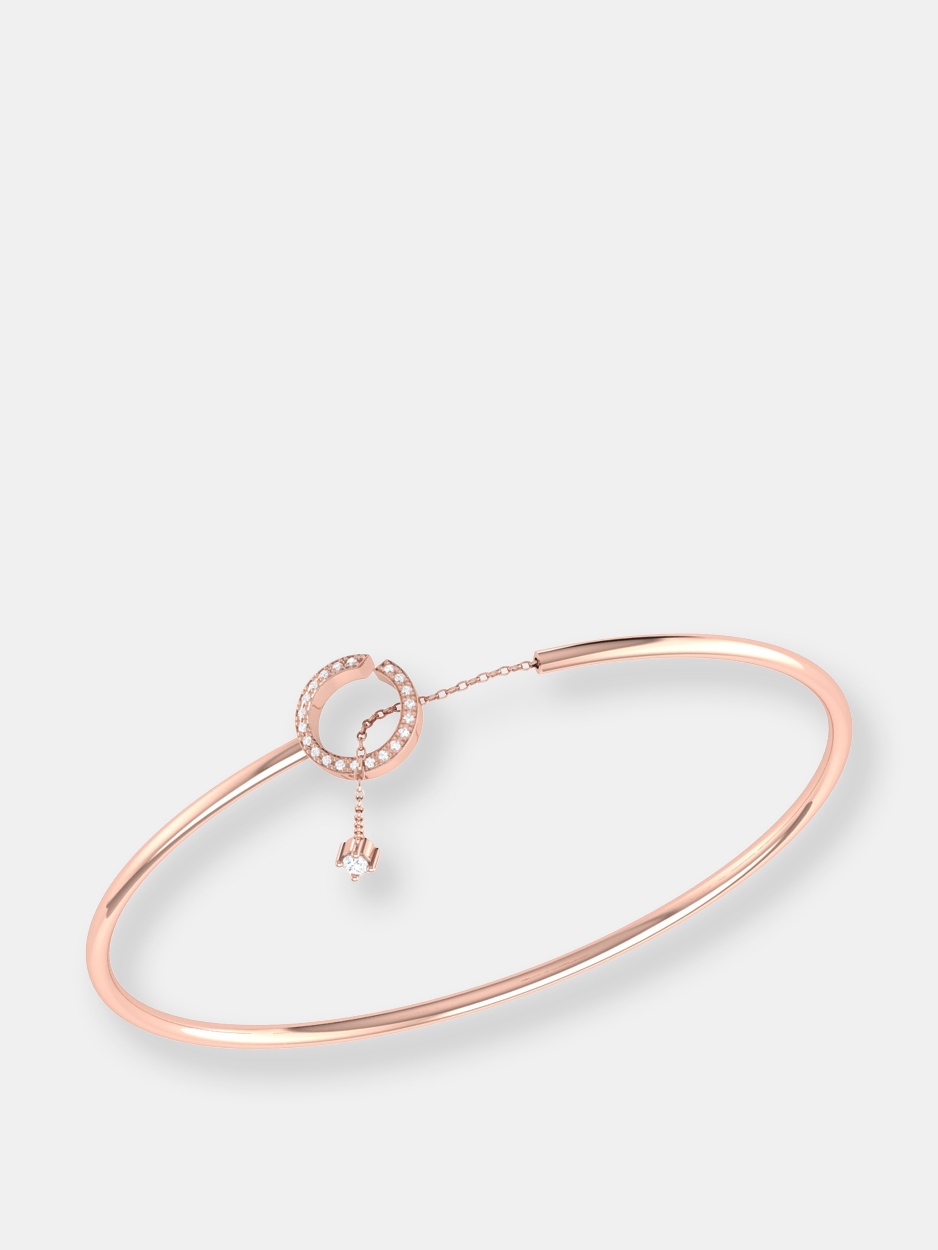 Luvmyjewelry Roundabout Circle Adjustable Diamond Cuff In 14k Rose Gold Vermeil On Sterling Silver In Pink