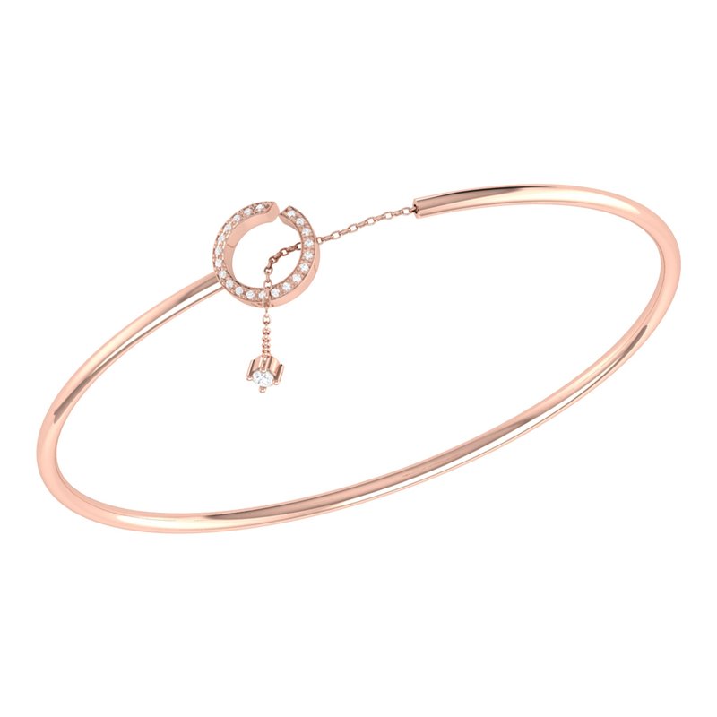 Luvmyjewelry Roundabout Circle Adjustable Diamond Cuff In 14k Rose Gold Vermeil On Sterling Silver In Pink
