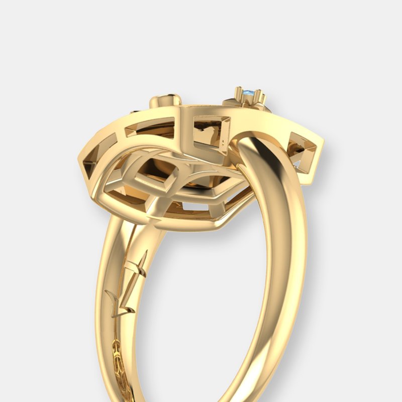 Shop Luvmyjewelry Sagittarius Archer Blue Topaz & Diamond Constellation Signet Ring In 14k Yellow Gold Vermeil On Ster