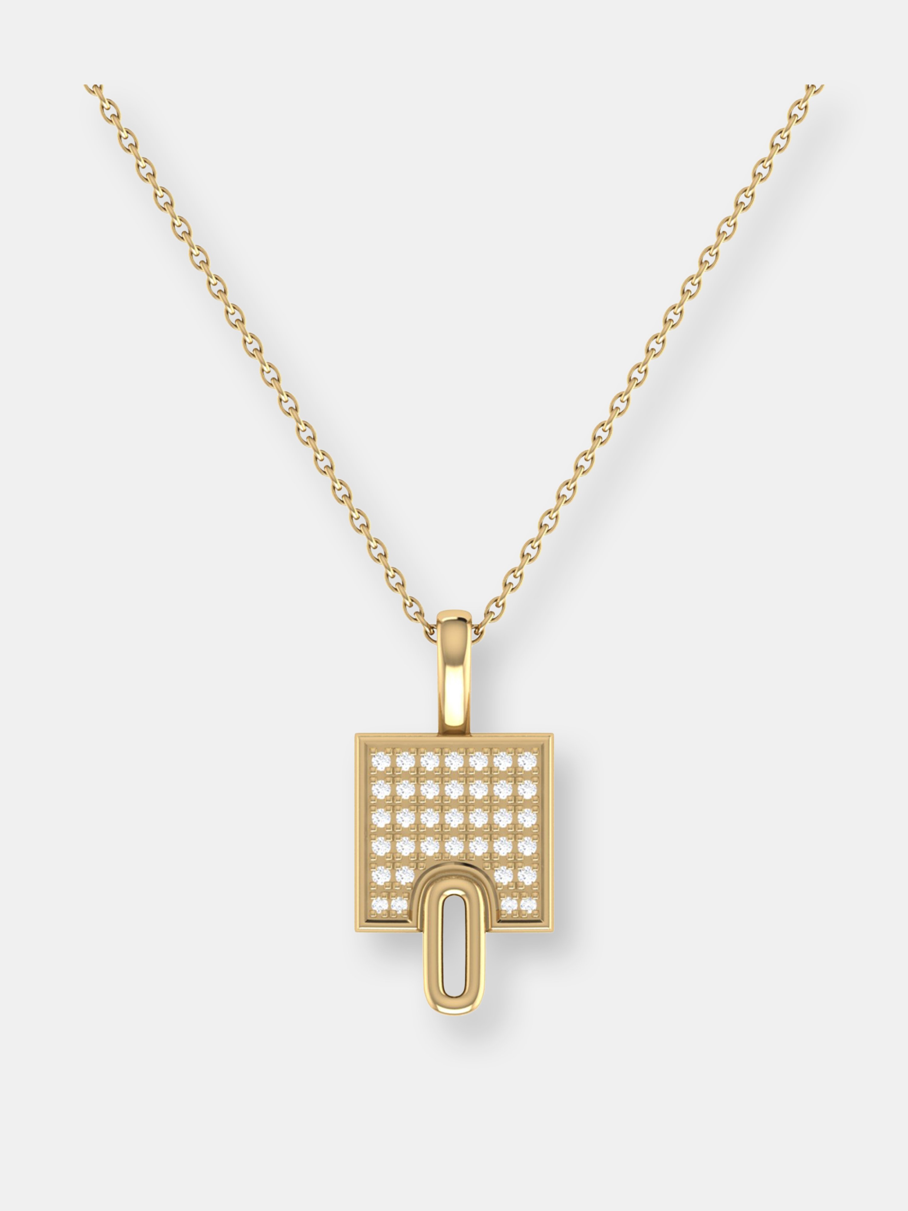 Luvmyjewelry Sidewalk Square Diamond Pendant In 14k Yellow Gold Vermeil On Sterling Silver