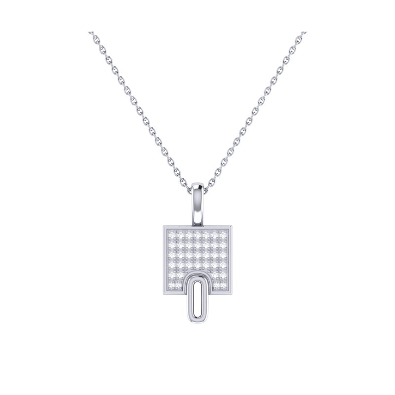 Luvmyjewelry Sidewalk Square Diamond Pendant In Sterling Silver In Grey
