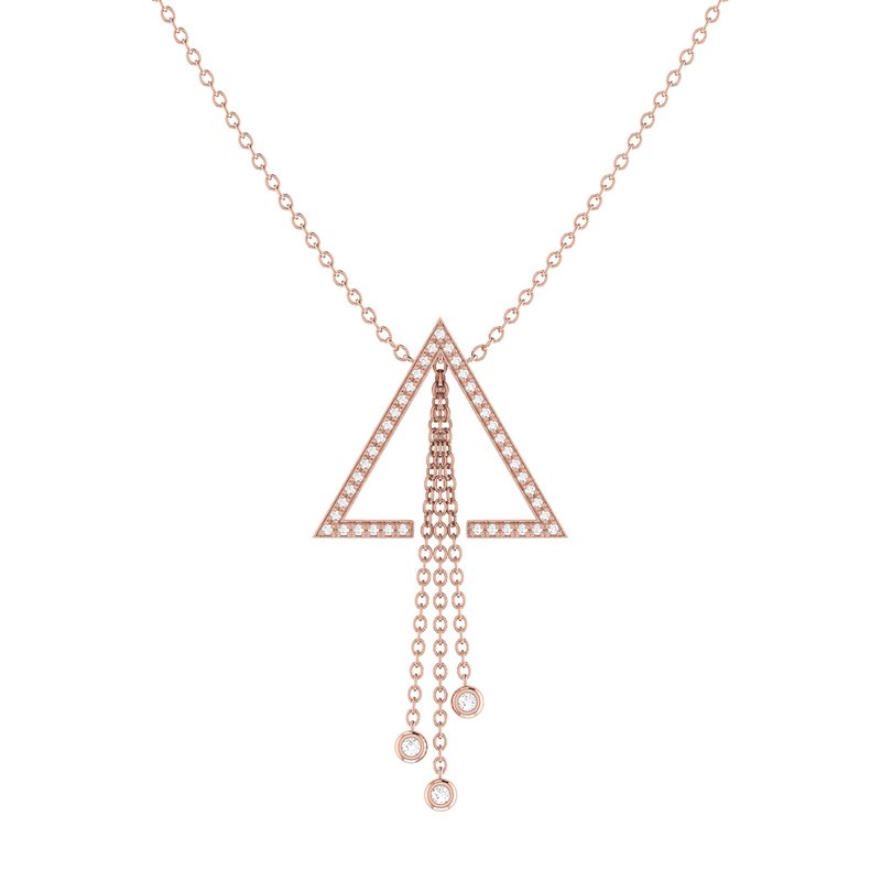 Luvmyjewelry Skyline Triangle Bolo Adjustable Diamond Lariat Necklace In 14k Rose Gold Vermeil On St In Pink