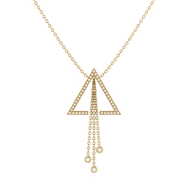 Luvmyjewelry Skyline Triangle Bolo Adjustable Diamond Lariat Necklace In 14k Yellow Gold Vermeil On